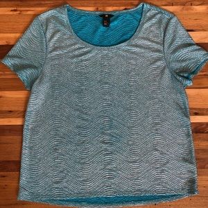 Dress me up, dress me down metallic aqua top!